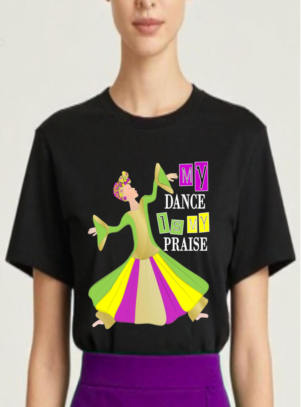 My Dance Is My Praise Women, Girls, Christian T-shirts. Featuring two Praise Ballet Dancers, and scripture.